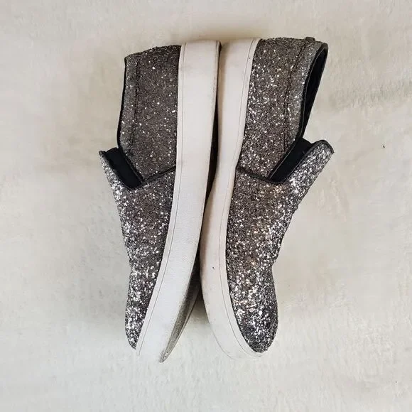 Michael Michael Kors Ivy Ombre Black Silver Glitter Slip On Tennis Shoes Size 5 - Picture 5 of 9